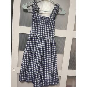 Cat & Jack Girls Size 11/12 blue plaid with floral embroidery